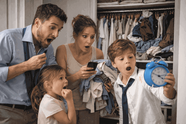 O papel dos horários da família na bagunça do guarda-roupa