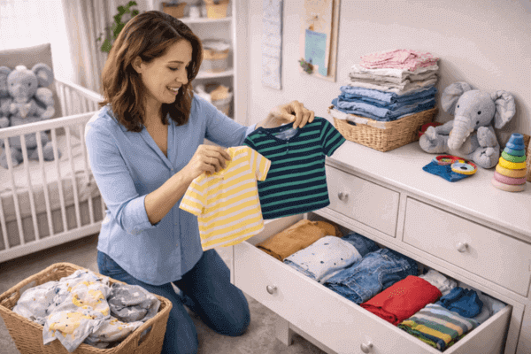 Organização do guarda-roupa infantil pensada no crescimento a médio prazo