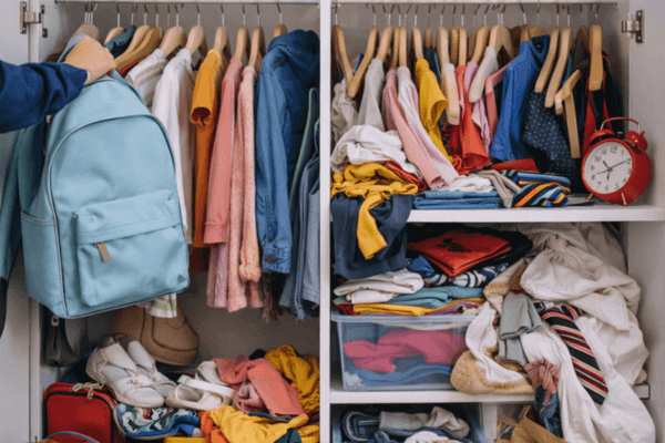Como a correria da rotina escolar impacta a organização do guarda-roupa
